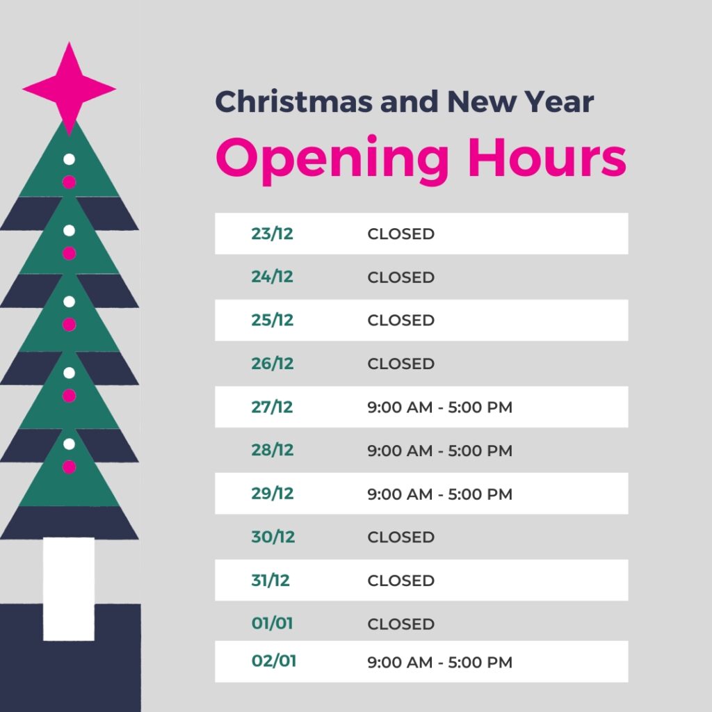 Christmas and New Year Opening Times